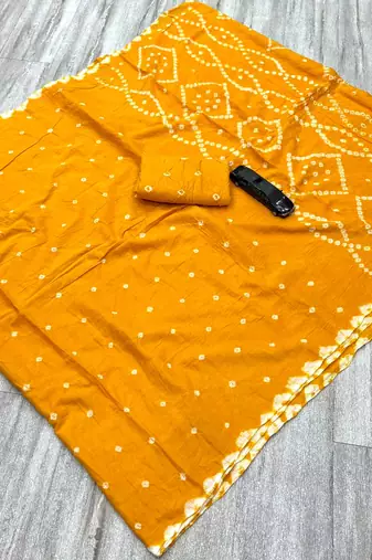 Handmade bandhani pure cotton saree