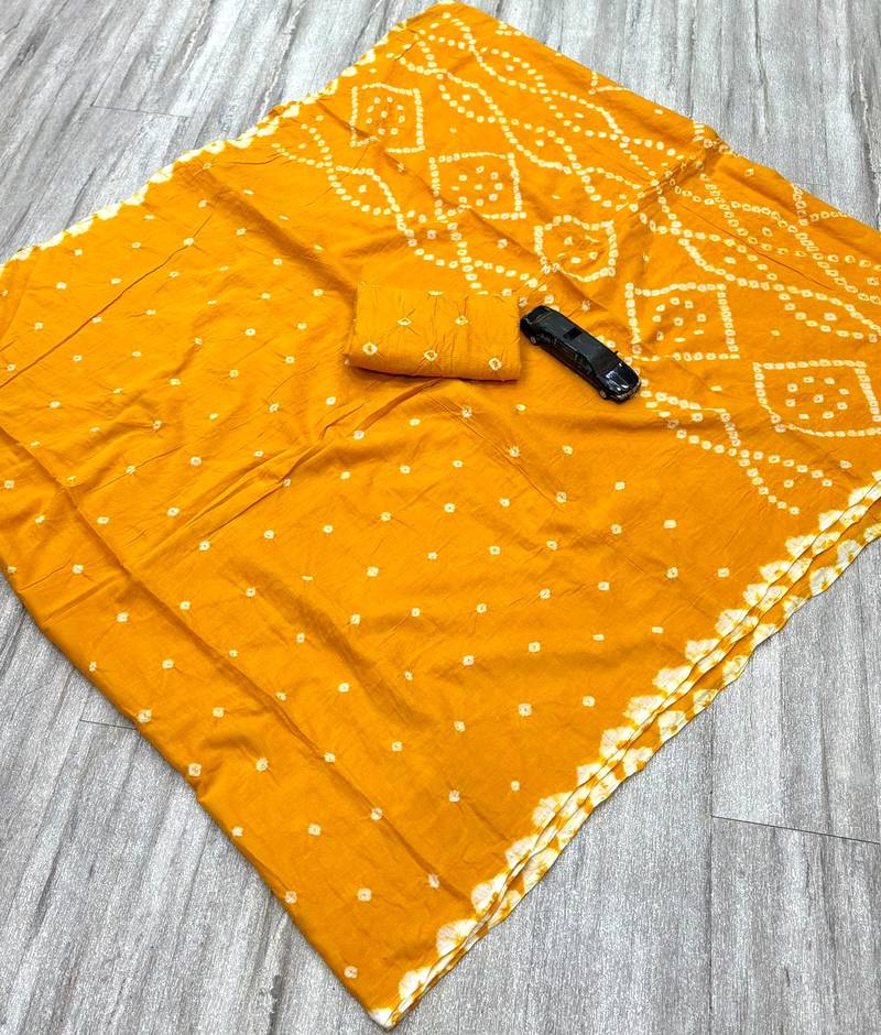 Handmade bandhani pure cotton saree