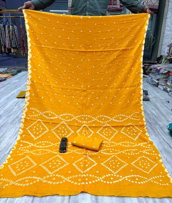 Handmade bandhani pure cotton saree 5