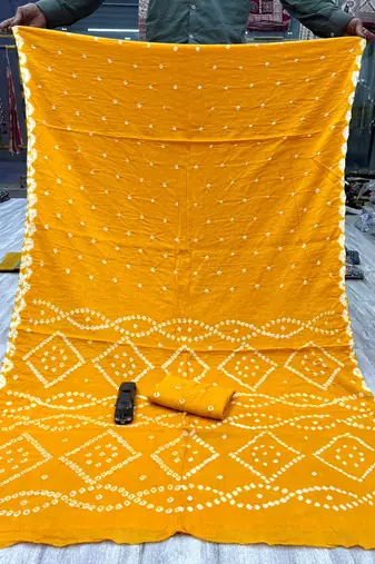 Handmade bandhani pure cotton saree