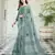 Sutriti women sea green linen saree with floral embroidery border & tassels