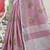 Sutriti women purple linen saree with floral embroidery border & tassels
