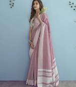 pink linen saree for women festive wear elegant ethnic wedding party saree