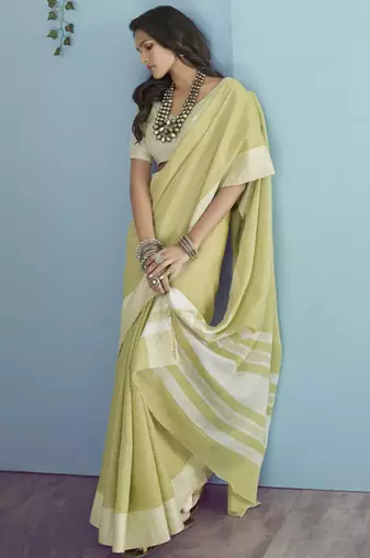 olive green linen saree for women elegant festive ethnic party wear saree