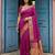 Women   s magenta soft silk saree with heavy zari traditional kanjivaram style wedding with blouse piece