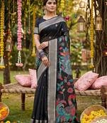 black linen saree for women  party wear ethnic designer saree