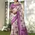 Sutriti women's beige banarasi silk saree with purple border | festive wedding party ethnic wear