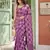 Sutriti women pink & purple checked linen saree with floral pallu