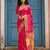 Sutriti hot rani pink bridal style soft lichi silk saree | heavy zari woven border & pallu for wedding guests