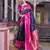 black soft silk blend saree with rani pink border - ethnic  saree for women