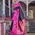 Sutriti black soft silk saree with rani pink border - ethnic festive wedding saree for women