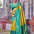 Sutriti mustard yellow soft silk saree with blue border - festive wedding ethnic saree for women
