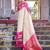 Sutriti cream soft silk saree with rani pink border - festive wedding party ethnic saree for women
