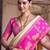 Sutriti cream soft silk saree with rani pink border - festive wedding party ethnic saree for women