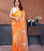 Women Poly Georgette Embroidery Sequence Bird Work Saree