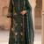 D green silk semi stitched suit with embroidery & sequence work