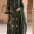 D green silk semi stitched suit with embroidery & sequence work