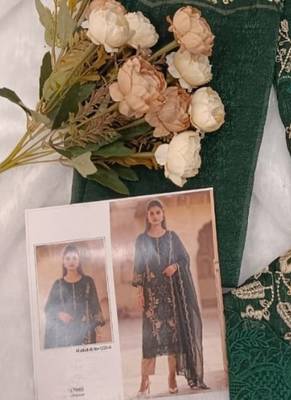 D green silk suit with embroidered sequin  2