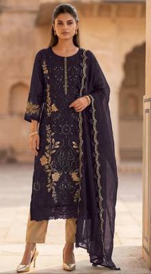 Purple silk suit with embroidered sequin  1