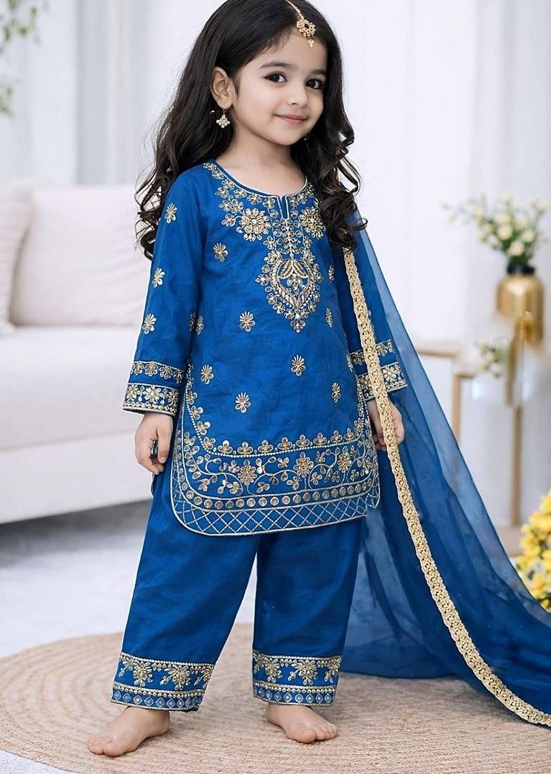 Designer party wear look kids top salwar & dupata