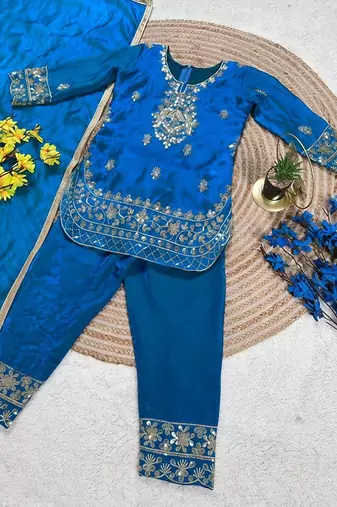 Designer party wear look kids top salwar & dupata