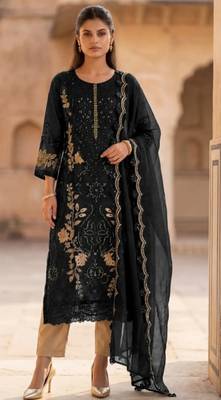 Black silk suit with embroidered sequin  1