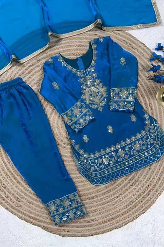 Designer party wear look kids top salwar & dupata