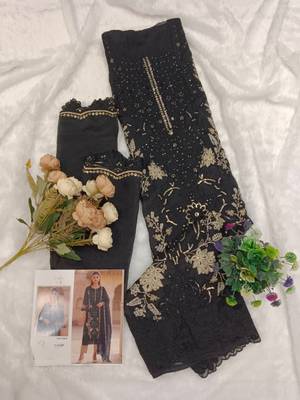 Black silk suit with embroidered sequin  2