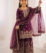 Designer wedding embroidered work kids plazzo set