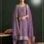 Purple vichitra silk semi stitched suit with embroidery & sequence work