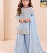 Designer party wear look kids top palazzo & dupatta set
