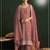 Peach vichitra silk semi stitched suit with embroidery & sequence work