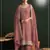 Peach vichitra silk semi stitched suit with embroidery & sequence work