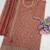 Peach vichitra silk semi stitched suit with embroidery & sequence work