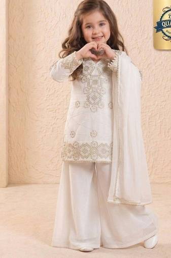 Designer party wear look kids top palazzo & dupatta set