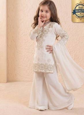 Designer party wear look kids top palazzo & dupatta set 2