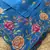 Teal matka silk saree with heavy floral embroidery border with running blouse