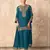 Teal blue georgette semi stitched suit with embroidery & sequence work