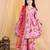 Pink floral printed silk blend ethnic kurta sharara set for girls