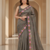 Grey Color Malti Thread Embroidery work Silk Saree