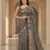Grey Color Malti Thread Embroidery work art silk saree