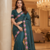 Teal Color Malti Thread Embroidery work Silk Saree