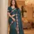 Teal Color Malti Thread Embroidery work art silk saree