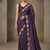 Purple Color Malti Thread Embroidery work Silk Saree