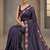 Purple Color Malti Thread Embroidery work Silk Saree