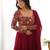 Maroon color faux georgette heavy multi thread work functional wear gown