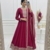 Dark rani color vichitra silk embroidery work party wear long gown