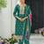 Green color chinnon silk embroidery work wedding wear designer salwar suit