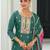 Green color chinnon silk embroidery work wedding wear designer salwar suit