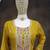 Yellow color chinnon silk embroidery work wedding wear designer salwar suit